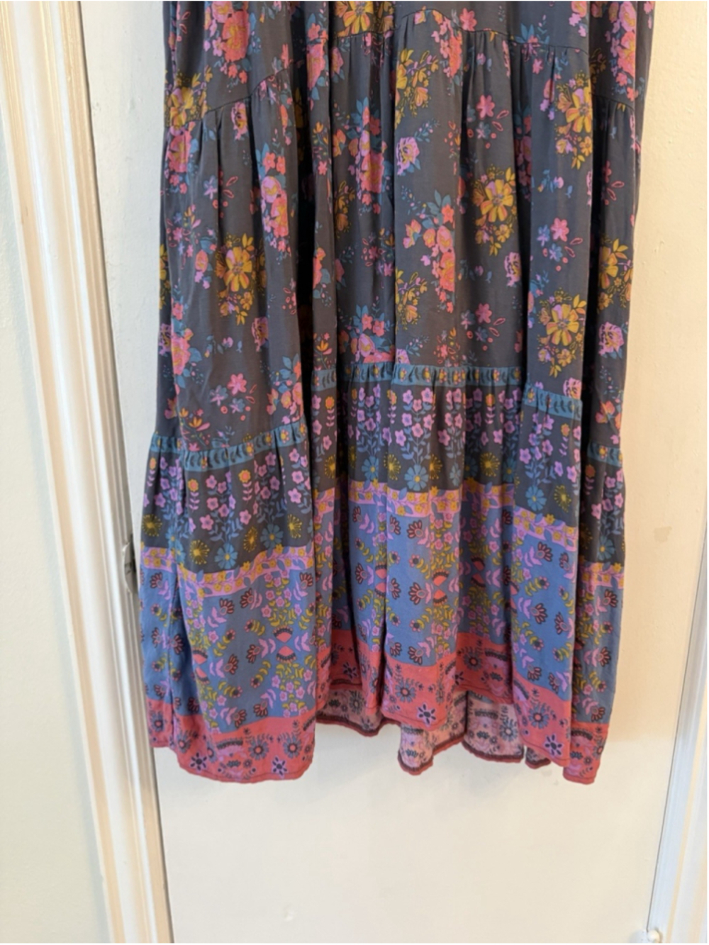 Natural Life Rebecca Floral Boho Midi Dress Sz L Peasant Cottagecore - Picture 8 of 15